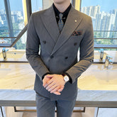 Double Breasted Business Slim Fit Casual Two-piece Suit
