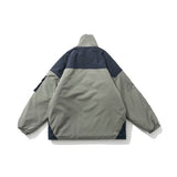 Men's Retro Cotton Coat with Pockets and Color Blocks