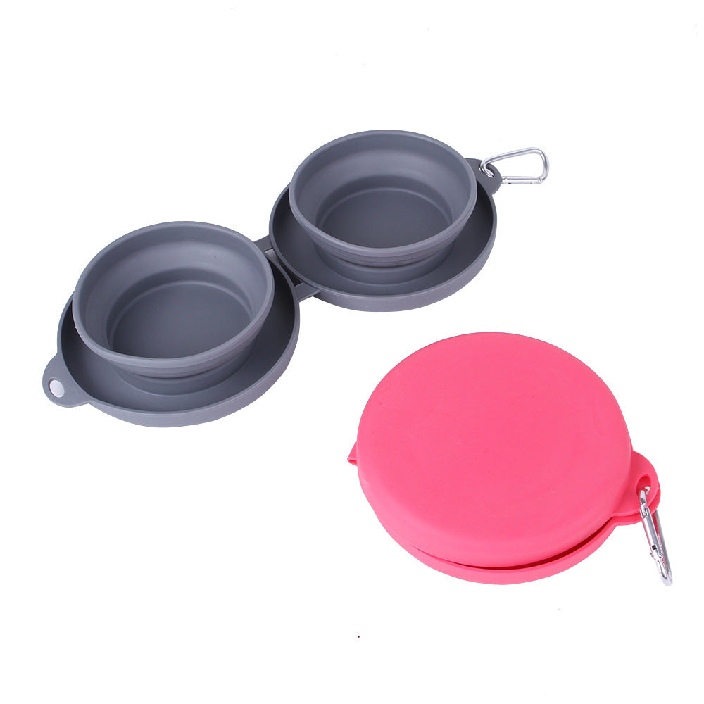 Rubber Foldable Double Bowl Pet Feeding Bowl Pets Supplies Dog Cat Bowls Rubber Foldable Double Bowl Pet Feeding Bowl Pets Supplies Dog Cat Bowls