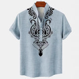 Men's Shirt Digital 3D Printing Linen Short Sleeve