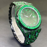 Hip Hop Men's Fashion Green Full Rhinestone Quartz Watch