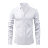 Men's Plus Size Shirt Full Elastic Force Natural Color Button