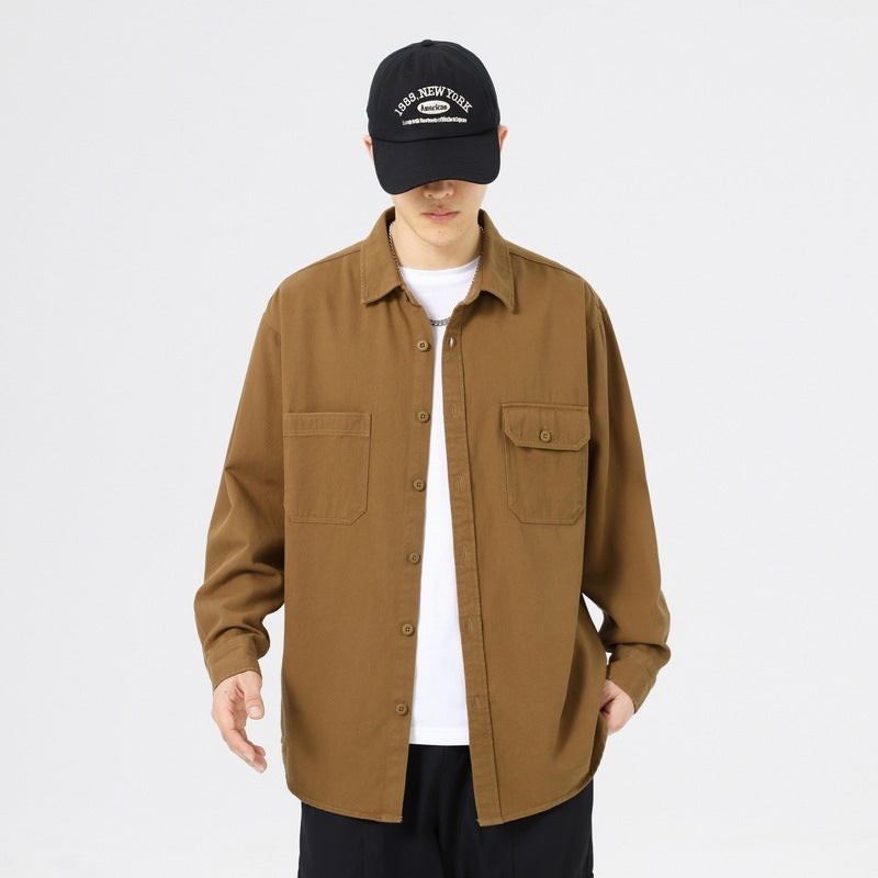 Oxford Cotton Hong Kong Style Double Pocket Trendy Loose Casual Men's Shirt Oxford Cotton Hong Kong Style Double Pocket Trendy Loose Casual Men's Shirt