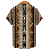 Этнический принт лацкан дышащий и свободный топ размера плюс