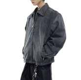 Thick Retro Denim Coat with Rivets