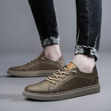 Two-layer Cowhide Casual Sneakers Low-top Men's Shoes