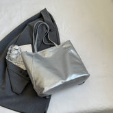 Tote Bag Women's Large Capacity Oil Leather Double Zipper