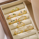 Affordable Luxury Fashion Copper Plated Real Gold Zircon Geometric Open Ring