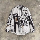 Graffiti Style Digital Printed Shirt Hand Painted Autumn Winter New