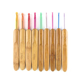 Bamboo Handle Crochet Hook Set Color Aluminum Oxide Metal Hook Needle Knitting Tool