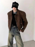 Short Leather Coat With Shoulder Lining Mens Bomber Jacket