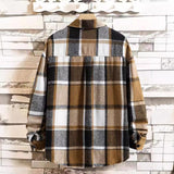 Men's flannel shirt with long sleeves made of thin brushed checkered and autumn-winter checkered