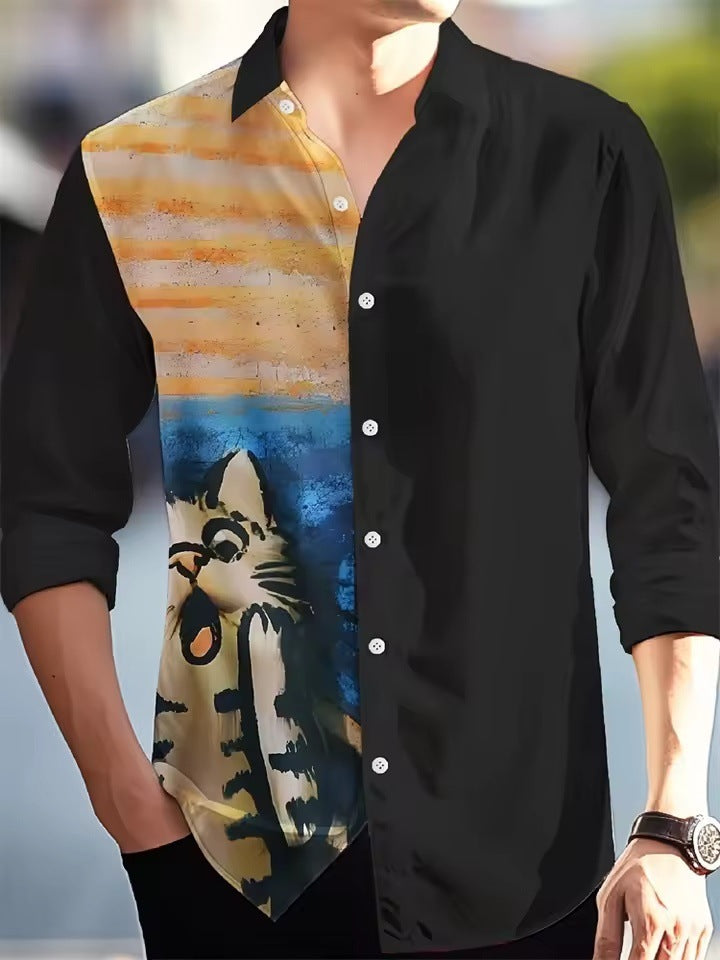 Men's Long Sleeve Shirt Palm Tree And Striped Printed Shirt Everyday Fashion Men's Casual Shirt Men's Long Sleeve Shirt Palm Tree And Striped Printed Shirt Everyday Fashion Men's Casual Shirt