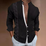 New Men's Casual Cotton Linen Long Sleeve Shirt