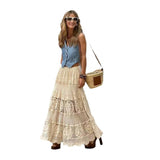 A- Line Crochet Lace Patchwork Knitting Skirt For Women