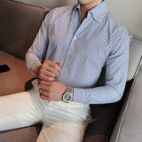 Men's Large V Non-ironing Striped Shirt