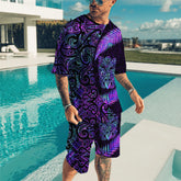 Hawaiian Vacation Men's Ribbon Gradient Short Sleeve Suit