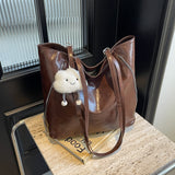 Tote Bag Women's Large Capacity Oil Leather Double Zipper