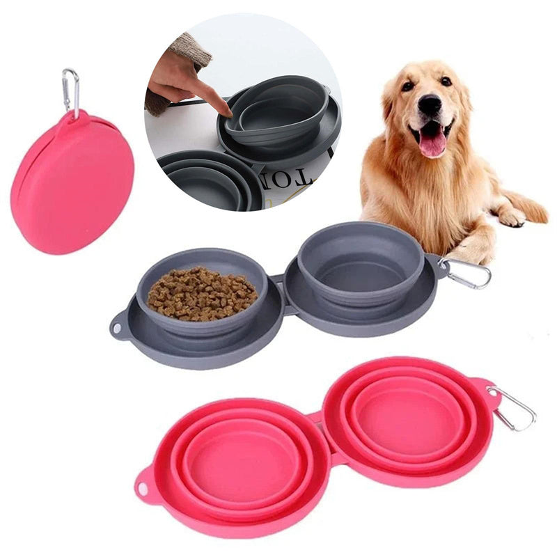 Rubber Foldable Double Bowl Pet Feeding Bowl Pets Supplies Dog Cat Bowls Rubber Foldable Double Bowl Pet Feeding Bowl Pets Supplies Dog Cat Bowls