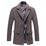 Autumn Winter Men's Wool Coat Fashion Polo Collar Cotton Scarf