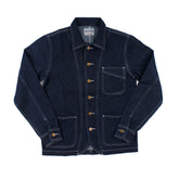 Denim jacket with vertical stripes of the main color