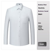White Bamboo Fiber Shirt for Men Professional Short Sleeve
