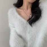 Mink Long-sleeved Knitted Cardigan For Women