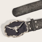 Retro Domineering Epoxy Cattle Head Buckle Women's Casual Men's Jeans Strap Personality Belt