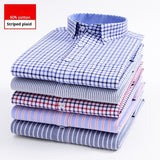 Мужская рубашка из очищенного хлопка с длинным рукавом, с защитой от морщин, без рукавов, облегающая