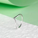 S925 Sterling Silver Light Luxury Japanese And Korean Style All-match V-shaped Female Ring