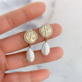 Water Drop Pearl Earrings Female Micro Inlaid Zircon