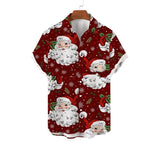 Мужская рубашка с короткими рукавами и лацканами, с праздничным принтом