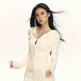 American Retro Hooded Knit Cardigan Women's Knitted Slim Fit Sweater Coat