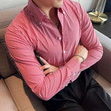 Мужская рубашка в полоску с длинным рукавом осень-зима