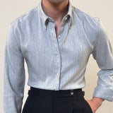 Spring Long Sleeve Shirt for Men in British Business Style