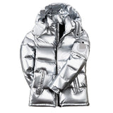 Short Shiny Couple Hooded Thick Warm Jacket White Duck Down Beautiful Trend