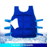 Либоси хунуккунии тобистона барои пешгирӣ аз зарбаи гармӣ дар беруни бино. Бо як бастаи ях хунуккунӣ.