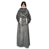 Household Lambswool Wearable Sleeved Warm Large Pocket Lazy Blanket