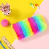 Rainbow plush stationery storage bag