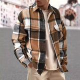 Men's flannel shirt with long sleeves made of thin brushed checkered and autumn-winter checkered