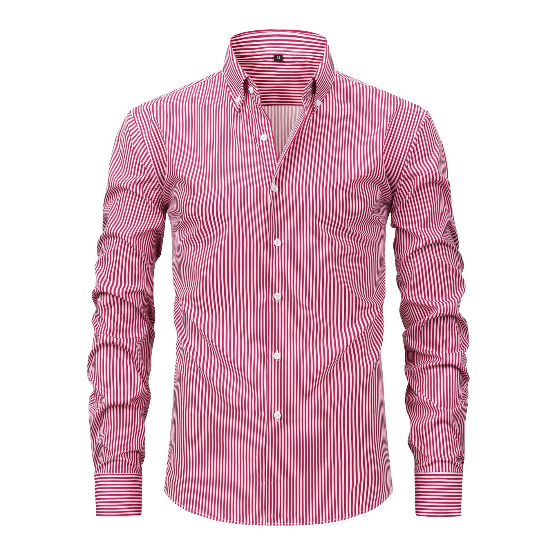 Non-ironing Anti-wrinkle Business Casual Striped Long-sleeved Men's Shirt Non-ironing Anti-wrinkle Business Casual Striped Long-sleeved Men's Shirt