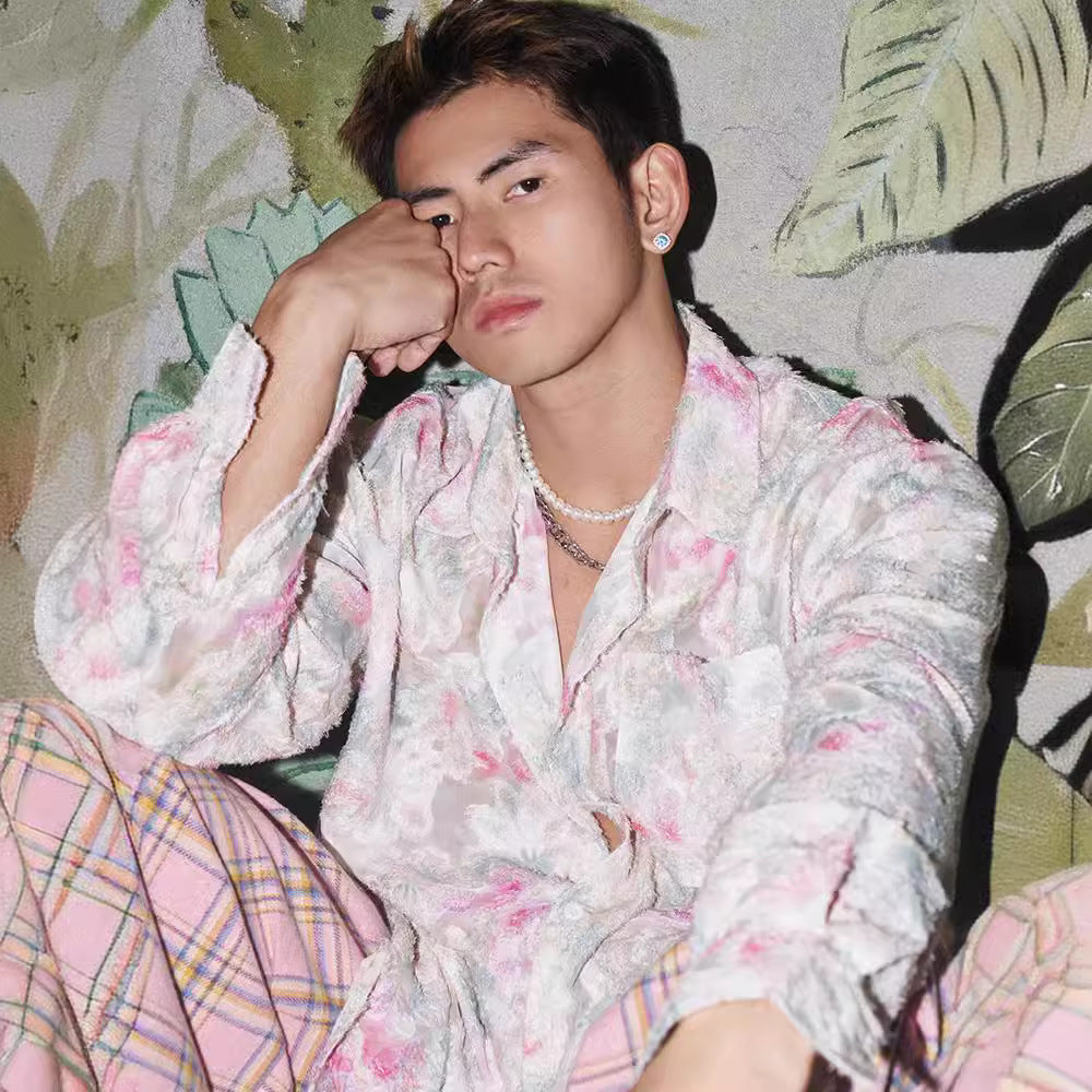 Spring And Summer American Three-dimensional Floral Shirt Niche Design Floral Long Sleeve Shirt Spring And Summer American Three-dimensional Floral Shirt Niche Design Floral Long Sleeve Shirt