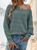 Pointelle Knit Drop Shoulder Sweater