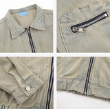 Свободное желтое грязевое джинсовое пальто для мужчин