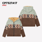 Куртаи зимистона бо капюшон ва остинҳои дароз, гиребондор, зиппер