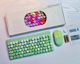 Compact, Mini Wireless Portable Colorful Retro Polka-Dot Key-Mouse Combo