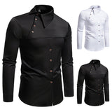 Men's Lapel Oblique Placket Asymmetric Long-sleeved Shirt