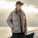 Down jacket with stand-up collar, plain coat