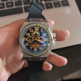 Four-ring Black And Silver Watch