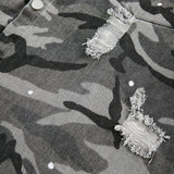 Американская ретро свободная рубашка Heavy Industry с длинным рукавом и потертостями в камуфляжном стиле